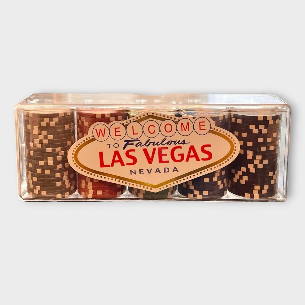 NIB Welcome To Fabulous Las Vegas 100 Count Poker Chips 11.5 gram BRAND NEW